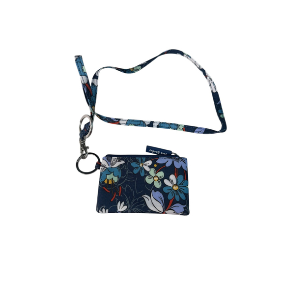 Vera Bradley ID Key Fob Change Purse and Lanyard in Cotton Floral Bursts - Picture 2 of 9